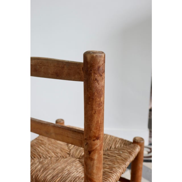 Rustic Antique Children's Chair in Wood with Straw Seat, 1970s For Sale - Image 3 of 10