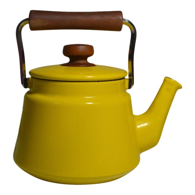 1960s Danish Modern Dansk Yellow Enamel Tea Pot/Kettle Chairish
