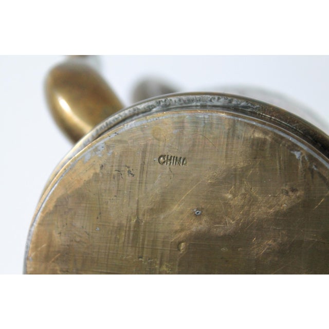 Vintage Chinese Brass Tea Pot W/ Floral Motif For Sale - Image 10 of 10