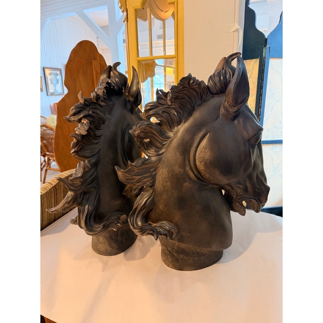 Extra Large Heavy Resin Horse Head Sculptures For Sale - Image 9 of 10