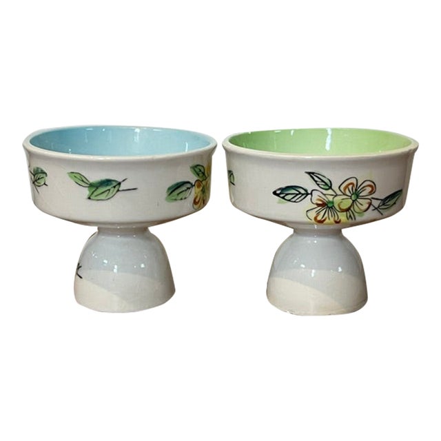 1920s Footed Dessert Bowl or Compote Cups - Set of 2 For Sale
