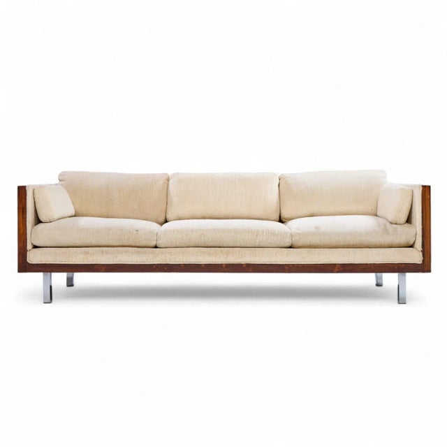 Milo Baughman Style Mid Century Rosewood Case Sofa This sofa measures: 86 wide x 34 deep x 28.25 inches high, with a seat...