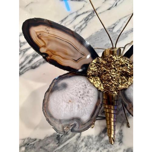 Butterfly Wall Sconce with Wings in Agate by Hubert Dénia for Honoré Paris, 1950s For Sale - Image 3 of 10