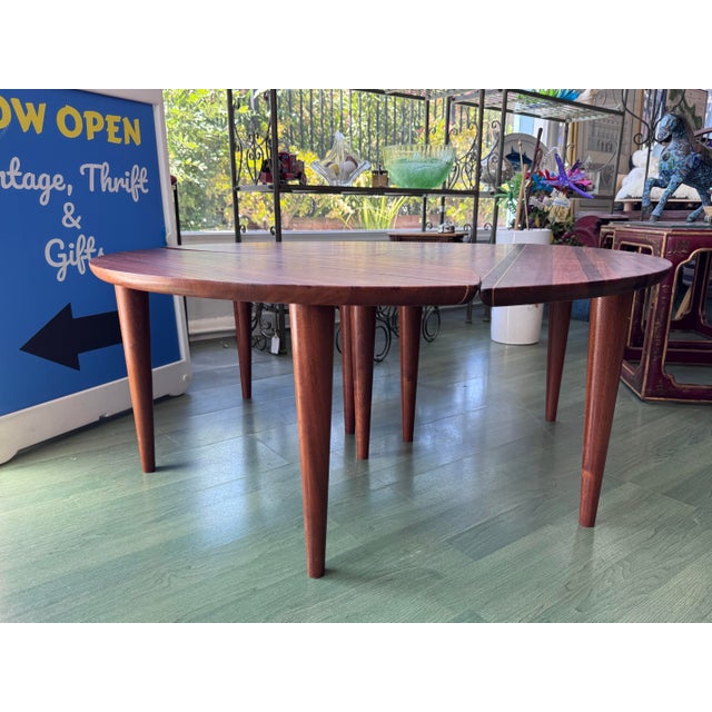 1990s David Levy Hardwood Creations Modular 3-Pc Puzzle Coffee Table Sapele Padauk For Sale - Image 11 of 12