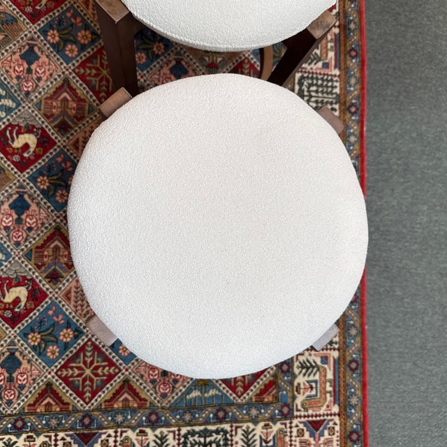 Dark Walnut + Boucle Counter Stools, Pair For Sale - Image 11 of 12