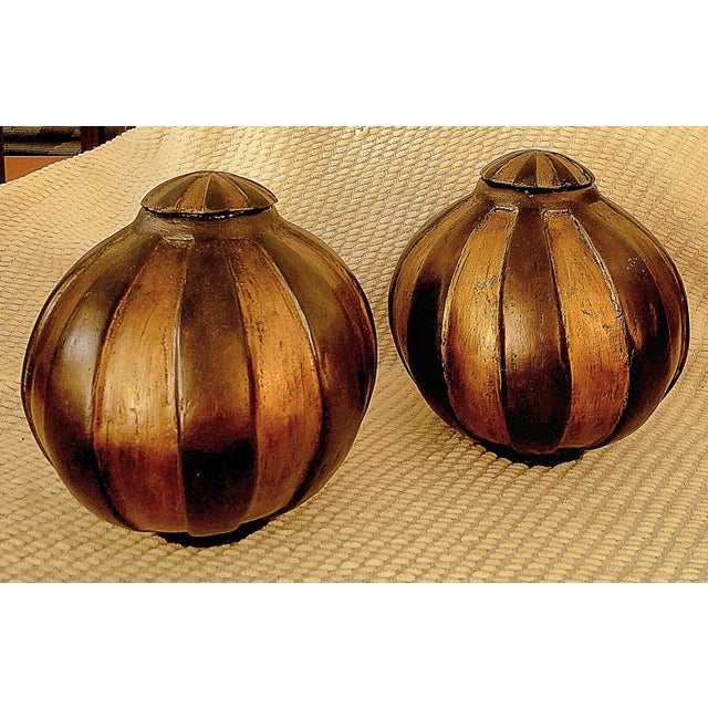 1990s 1990s Pair of Gord Style Terracotta Vases With Tops For Sale - Image 5 of 5