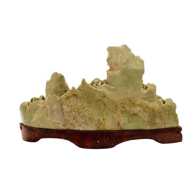 Stone Vintage Chinese Soapstone Carving of a Serene Mountain Village For Sale - Image 7 of 11