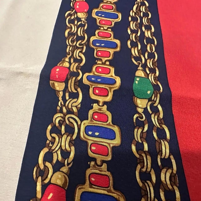 Modern Elegant 1980s Silk French Carré Scarf by Chanel For Sale - Image 3 of 12