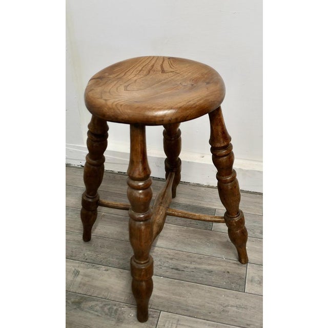 Victorian Elm Farmhouse Kitchen Stools, 1880, Set of 2 For Sale - Image 4 of 9
