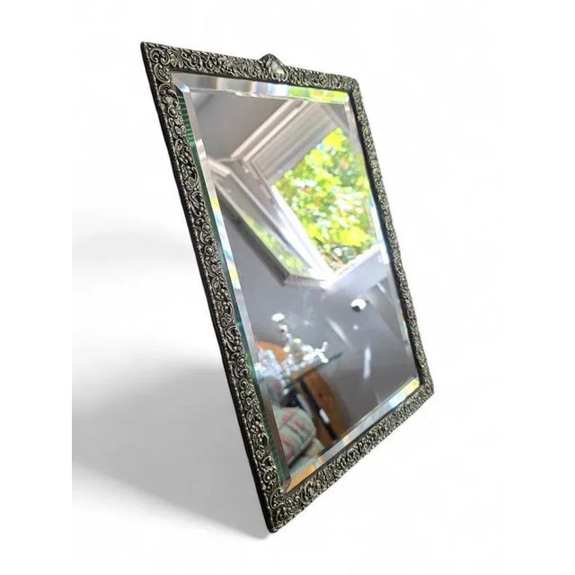 Large Antique Silver Mirror with Ornate Frame, 1890 For Sale - Image 4 of 11