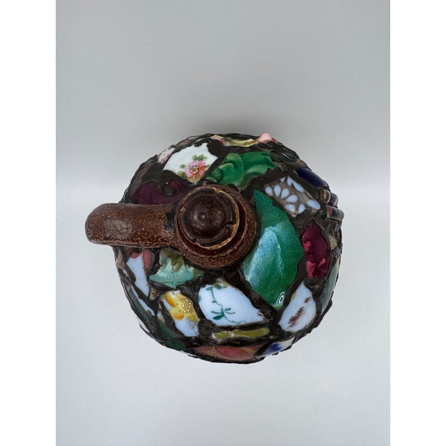 French Country Antique Memory Jug on Salt Glazed Jug With Porcelain Shards | Folk Art Stoneware For Sale - Image 3 of 7