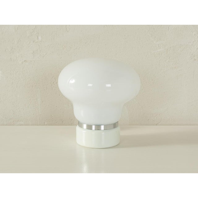 BULB table lamp by Enrico Tronconi from the 1970s. Metal frame painted white with a lampshade made of frosted glass....