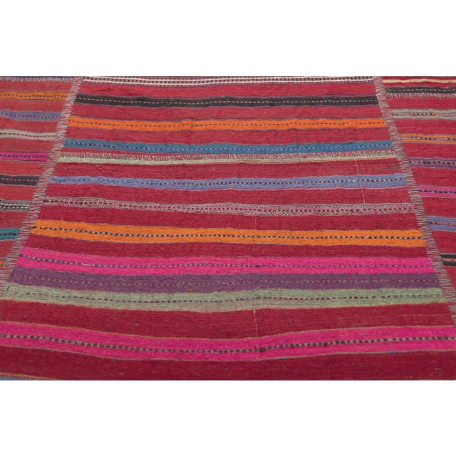 Mid 20th Century Rustic Vintage Turkish Striped Kilim Rug - 07'03 X 11'00 For Sale - Image 5 of 10