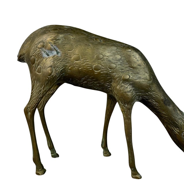 Set of 2 Mid Century Brass Deer Figurines, Buck & Doe For Sale - Image 9 of 15