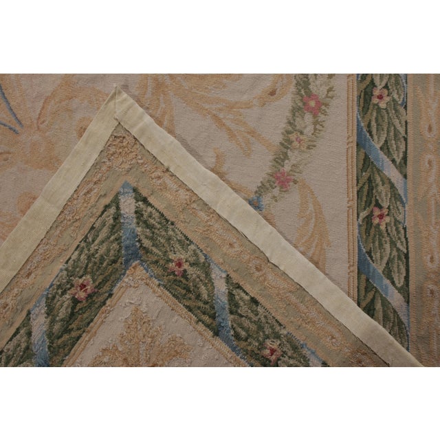 Rug & Kilim’s European Style Needlepoint Rug in Cream With Floral Medallion For Sale - Image 9 of 9