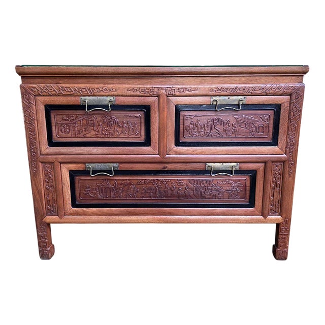 Indochinese Chest of Drawers with Carved Panels For Sale