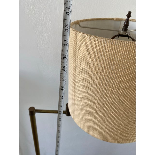 Vintage Brass Swing-Arm Library/Reading Floor Lamp For Sale - Image 11 of 11