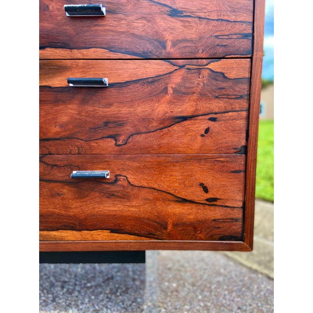 Rosewood Lowboy Dresser or Credenza With Chrome | in the Style of Founders For Sale - Image 12 of 12