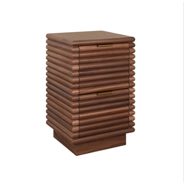 New special order item. Not vintage. The Nayla Walnut Reed Side Table brings organic texture and timeless elegance to any...
