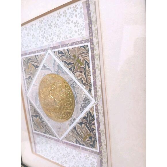 1960s 1960s Exotic 3d Foil Watercolor Art Star of David Artist Signed Framed Gold Handpainted For Sale - Image 5 of 16