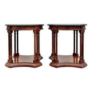 Vintage Marble Top Regency Style Side Tables - a Pair For Sale