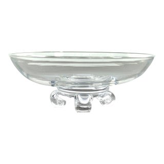 Vintage Steuben Crystal "Low Footed" Centerpiece Bowl by John Dreves (C. 1940s) For Sale