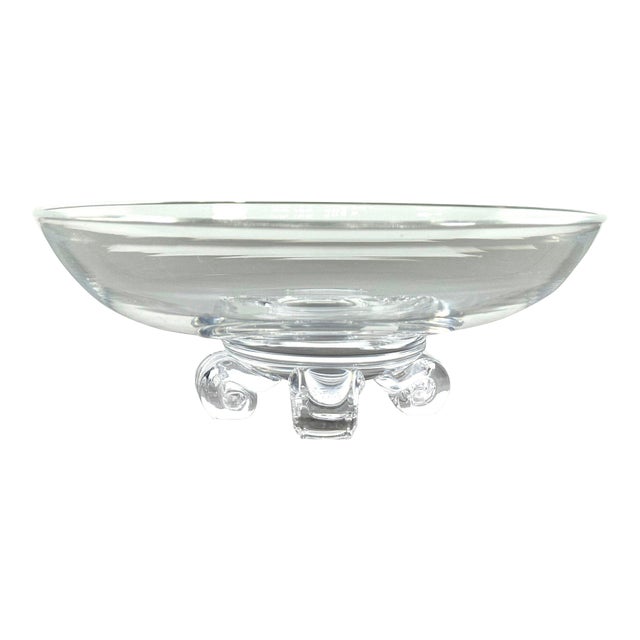 Vintage Steuben John Dreves Signed Low-Footed Crystal Centerpiece Bowl – #7967 For Sale