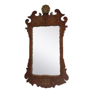 Queen Anne Style Walnut Gilt Mirror Shell Finial For Sale