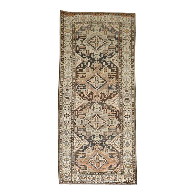 Gallery Size Geometric Antique Persian Bakhtiari Rug - 5'7" x 13' For Sale