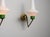 Gold Large Italian Brass and Green‑Lacquered Wall Lamps with Opaline Glass Shades, 1950s, Set of 2 For Sale - Image 8 of 12