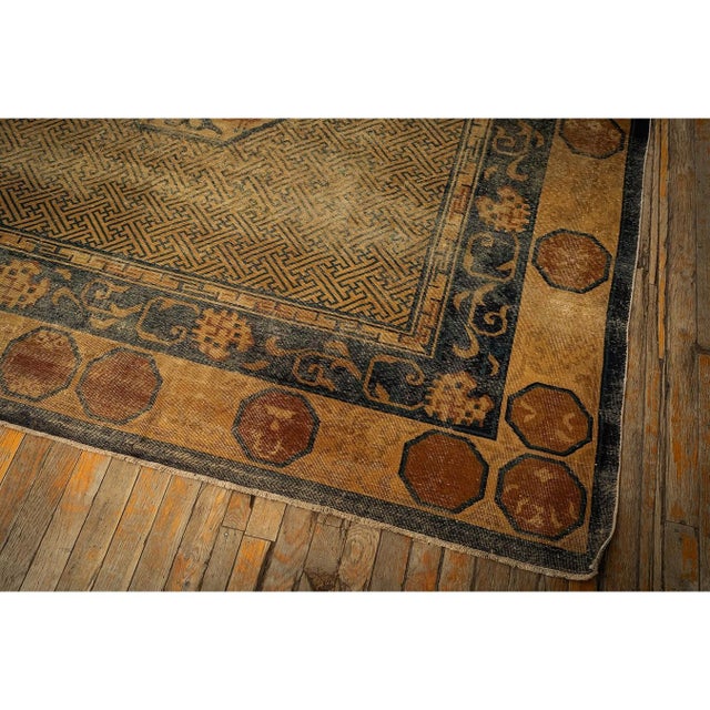 1900 - 1909 1900s Solid Brown Field Dragon Medallion Antique Chinese Handknotted Wool Rug For Sale - Image 5 of 8