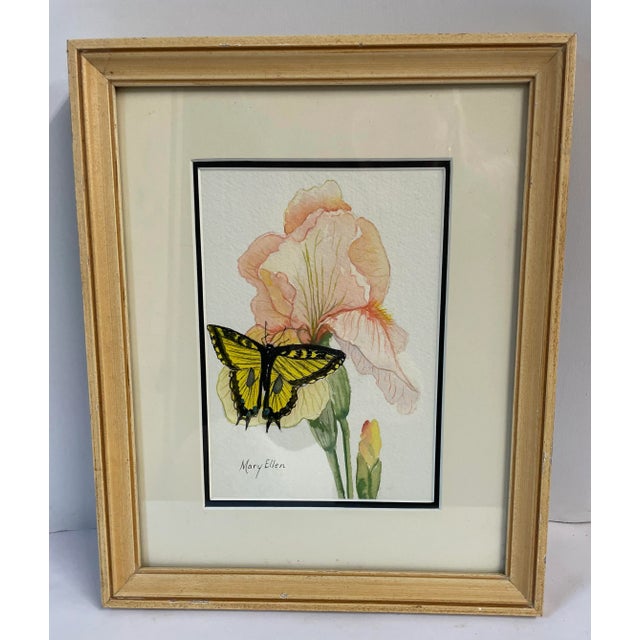 Pretty water color of an iris and a butterfly! Signed by artist. Artwork is 6” x 8”