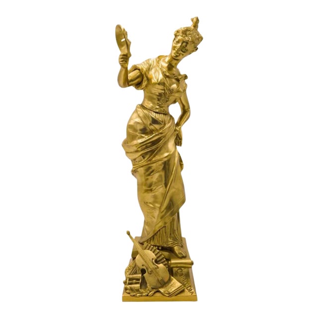Early 20th Century Figurative Female Doré Bronze Sculpture by Victor Rousseau For Sale