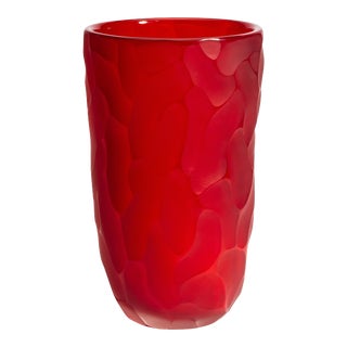Hand Blown Murano Moon Vase in Ruby Red Medium For Sale