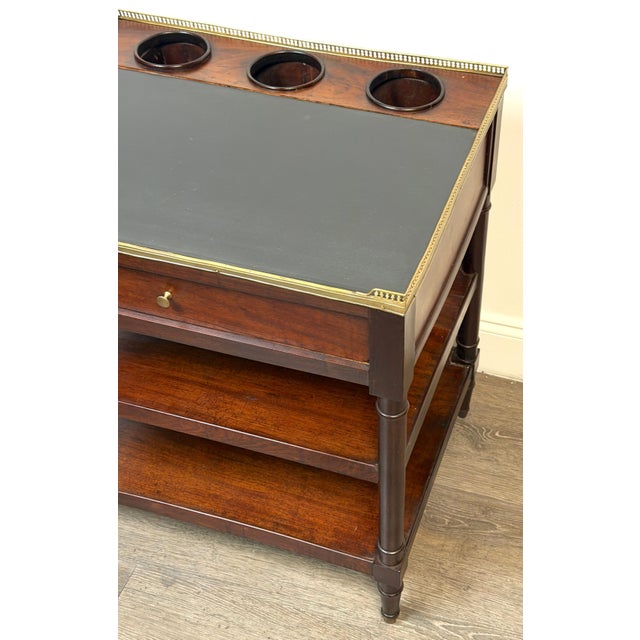French Louis Philippe Mahogany Wine Service Table with Slate Top & Brass Gallery For Sale - Image 4 of 10