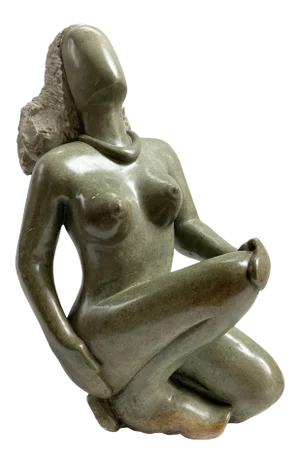Large Mid-Century Modern Vintage Nude Stone Figural Sculpture Statue