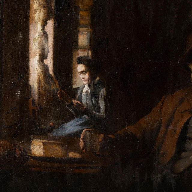 Large Original Oil on Canvas Painting of Interior Scene With Hunter, Denmark Circa 1900 For Sale - Image 4 of 13