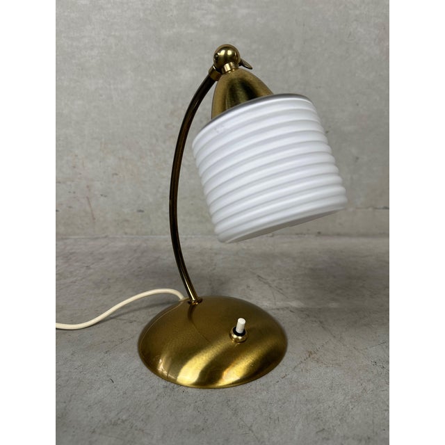 Vintage Brass and Opaline Table Lamp, 1950s For Sale - Image 10 of 10