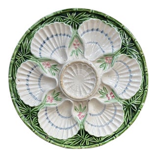 French Majolica Oyster Plate Salins, Circa 1890 For Sale