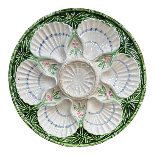 French Majolica Oyster Plate Salins, Circa 1890 For Sale