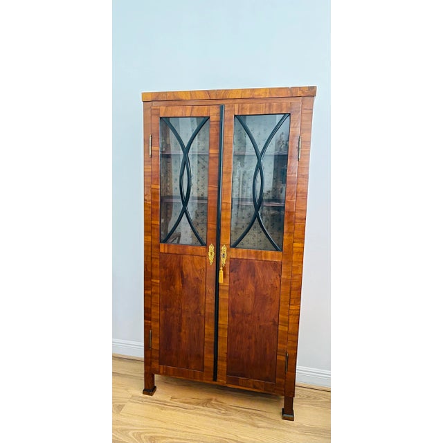 Early 19 th c Austrian Viennese original Biedermeier walnut veneer display case/ vitrine/ bookcase/ wardrobe. All original...