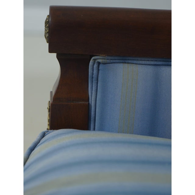 Blue Baker French Empire Style Blue Upholstered Bergère Chair For Sale - Image 8 of 18