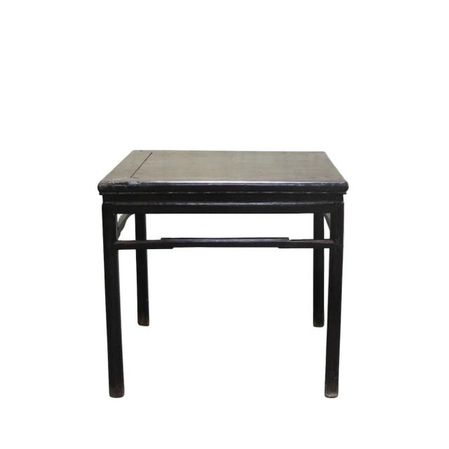 Brown Antique Square Lacquered Tea Table For Sale - Image 8 of 9