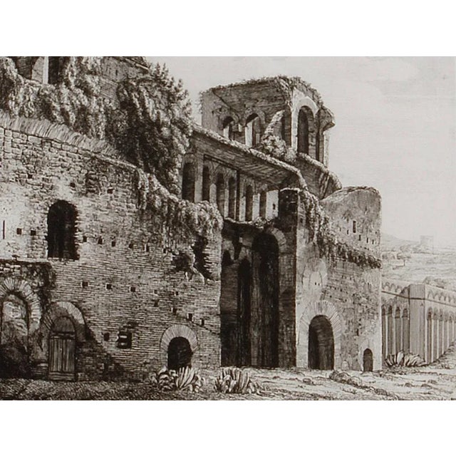 Traditional Ruins of the Roman Baths of Belisarius: A 19th C. Etching by Luigi Rossini , 1822 For Sale - Image 3 of 5