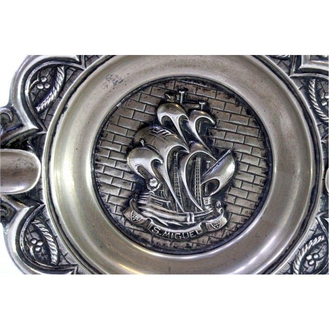 Silver Ashtray with Central Caravel S Miguel Reliefs For Sale - Image 3 of 7