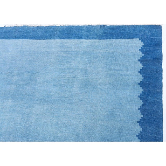 Doris Leslie Blau Indian Dhurrie Mid-Century Light Blue Flatweave Cotton Rug For Sale In New York - Image 6 of 9