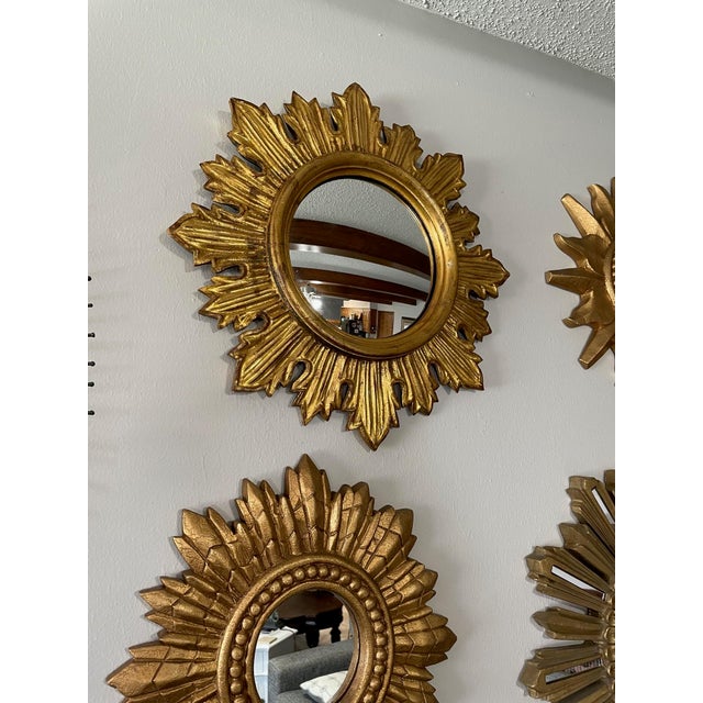 Vintage French Style Giltwood Sunburst Wall Mirror For Sale - Image 14 of 15