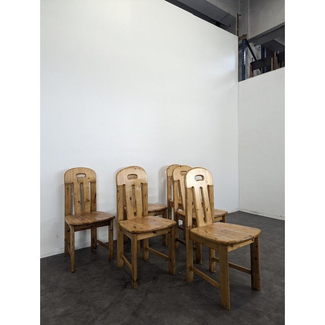 Chalet-Style Pine Chairs, 1980s, Set of 6, in Very Good conditions.
