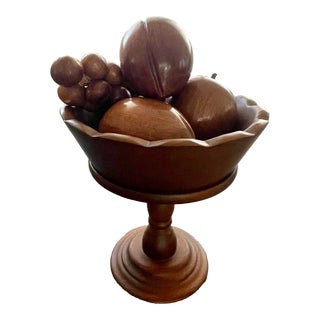 Vintage Mid-Century Modern Wooden Fruit and Compote- 5 Pieces For Sale