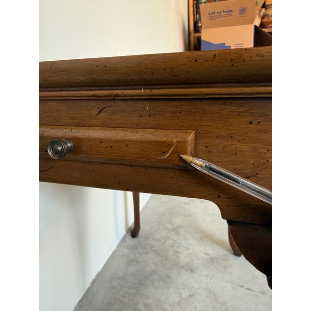 Vintage Mahogany Queen Anne Style Shell-Carved Side Table With Pull-Out Trays For Sale - Image 14 of 14